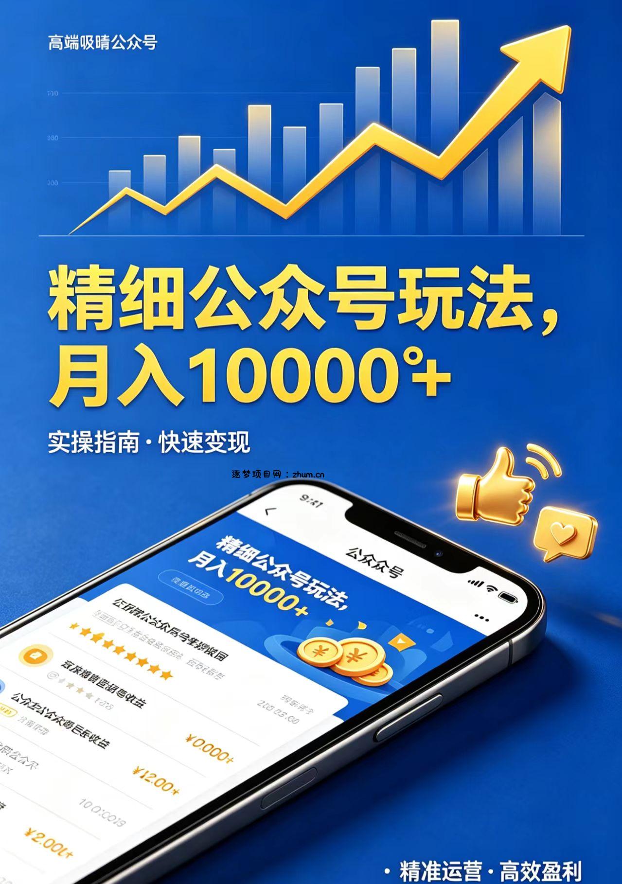 精细公众号玩法，月入10000+，实操指南，快速变现-逐梦项目网