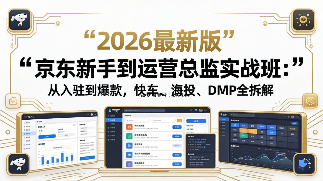 京东新手到运营总监实战班：从入驻到爆款，快车、海投、DMP全拆解，2026最新版-逐梦项目网