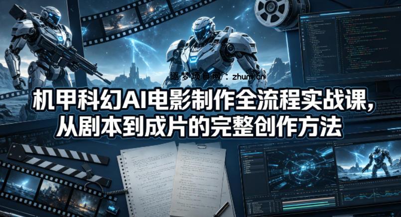 机甲科幻AI电影制作全流程实战课，从剧本到成片的完整创作方法-逐梦项目网