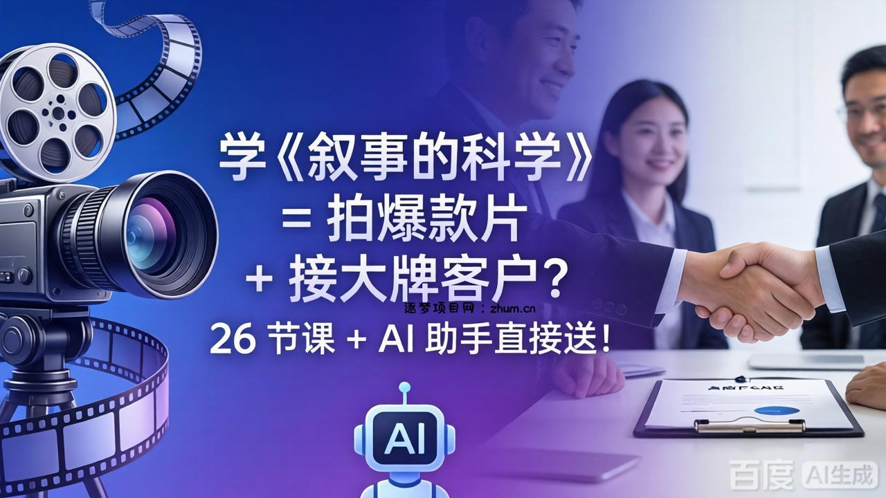 学《叙事的科学》= 拍爆款片 + 接大牌客户？26 节课 + AI 助手直接送！-逐梦项目网