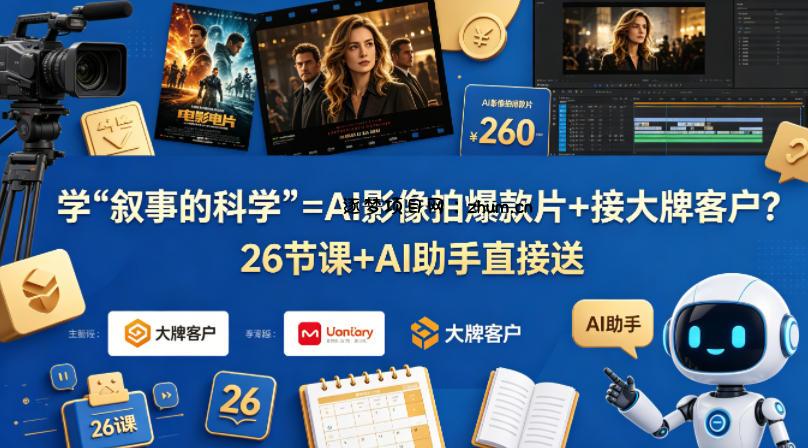 学《叙事的科学》=AI影像拍爆款片+接大牌客户？26节课+AI助手直接送【原创双语字幕】-逐梦项目网
