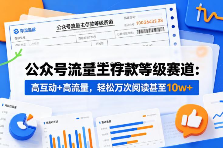 公众号流量主之存款等级赛道，高互动+高流量，轻松达到万次阅读，甚至10w+-逐梦项目网
