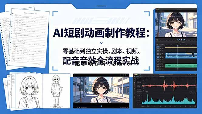 AI短剧动画制作教程：零基础到独立实操，剧本、视频、配音音效全流程实战-逐梦项目网