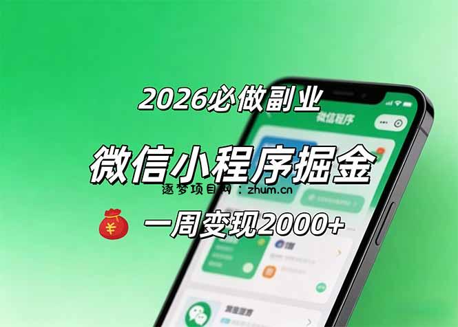 2026微信小程序掘金，简单好上手，一周变现2000+-逐梦项目网
