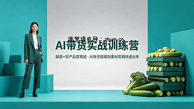 AI带货实战训练营，服装+农产品双赛道，从账号搭建到素材剪辑快速出单-逐梦项目网
