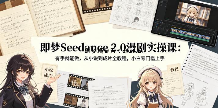 即梦Seedance 2.0漫剧实操课：有手就能做，从小说到成片全教程，小白零门槛上手-逐梦项目网