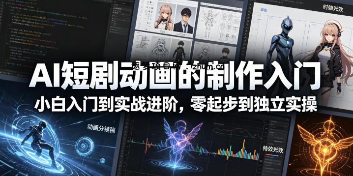 AI短剧动画的制作入门，小白入门到实战进阶，零起步到独立实操-逐梦项目网
