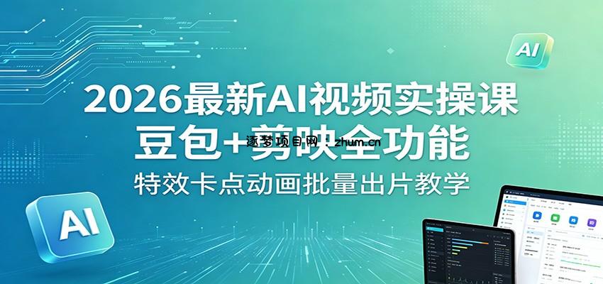 2026最新AI视频实操课：豆包+剪映全功能，特效卡点动画批量出片教学-逐梦项目网