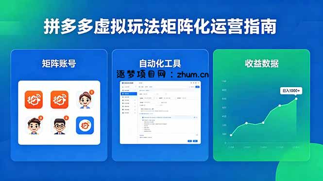 闭眼可复制的拼多多虚拟玩法，矩阵化运营，长期稳定日入 1000+-逐梦项目网