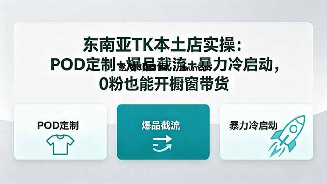 东南亚TK本土店实操：POD定制+爆品截流+暴力冷启动，0粉也能开橱窗带货-逐梦项目网