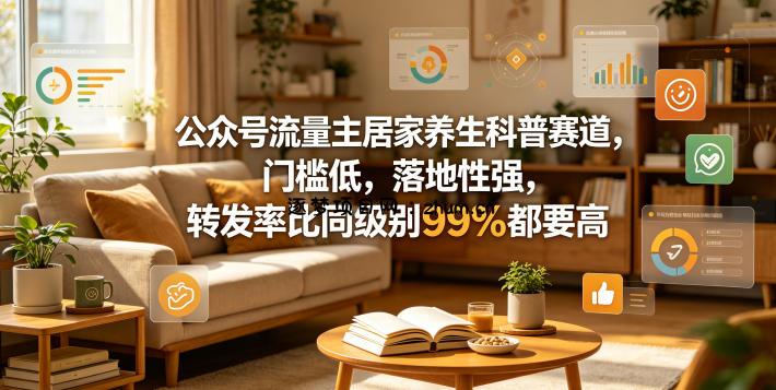 公众号流量主居家养生科普赛道，门槛低，落地性强，转发率比同级别99％都要高-逐梦项目网