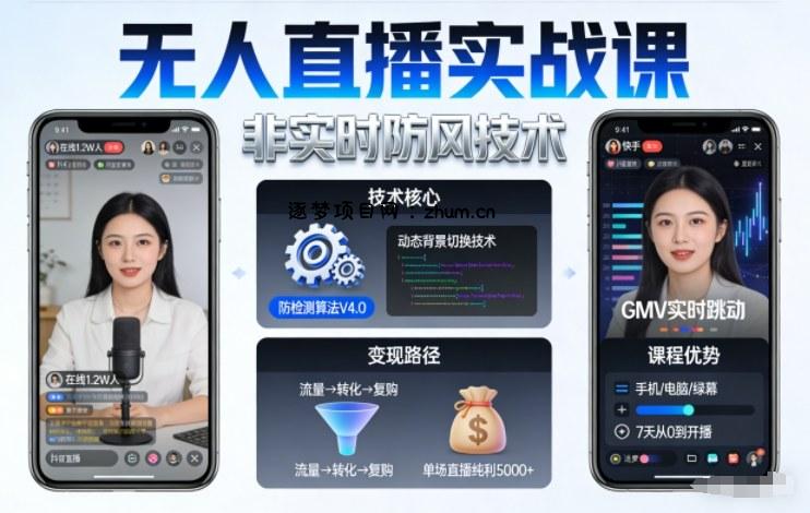 宝子哥无人直播实战课,非实时防风技术,聚焦抖音快手等平台直播带货,轻松开启直播变现之路(更新2026年5月10日)-逐梦项目网