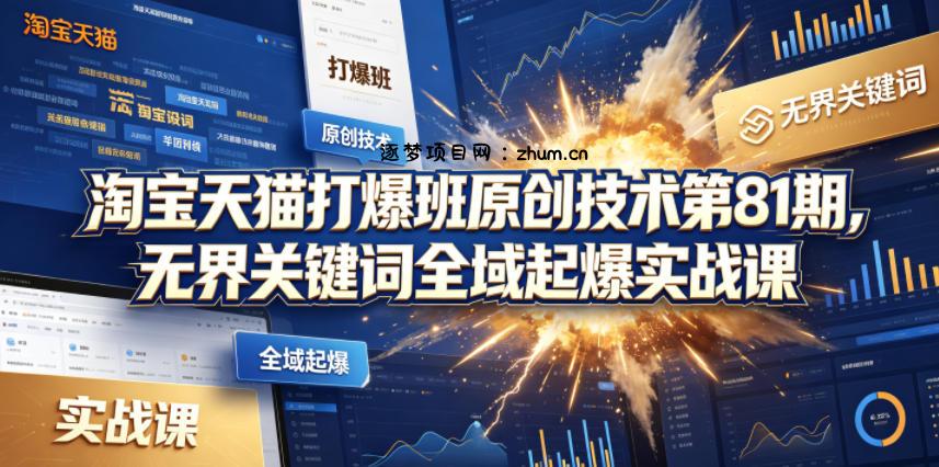 淘宝天猫打爆班原创技术第81期,无界关键词全域起爆实战课-逐梦项目网
