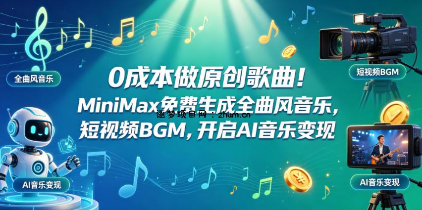 0成本做原创歌曲！MiniMax免费生成全曲风音乐，短视频BGM，开启AI音乐变现-逐梦项目网