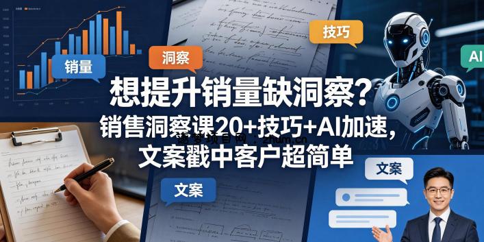 想提升销量缺洞察?销售洞察课20+技巧+AI加速,文案戳中客户超简单【原创双语字幕】-逐梦项目网
