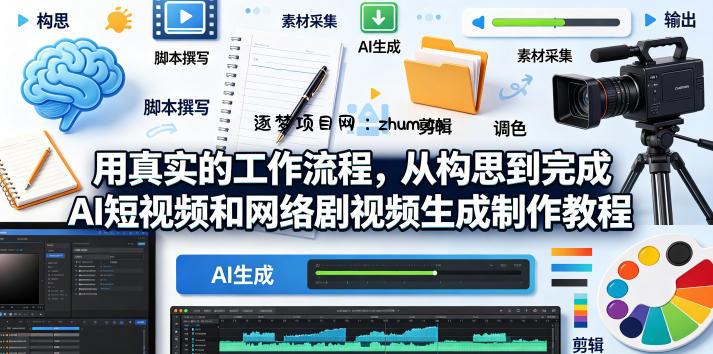 用真实的工作流程,从构思到完成AI短视频和网络剧视频生成制作教程-中英字幕-逐梦项目网
