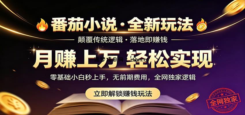 番茄小说5月最新独家玩法，稳定落地实测月入过万！-逐梦项目网
