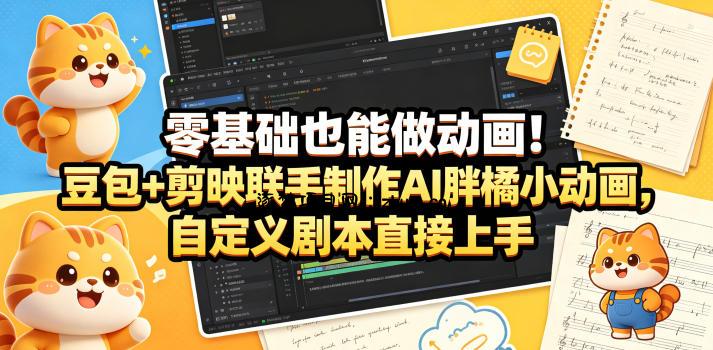 零基础也能做动画!豆包+剪映联手制作AI胖橘小动画,自定义剧本直接上手