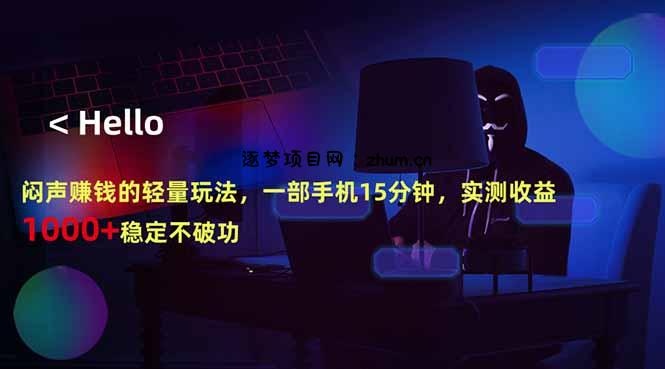 闷声赚钱的轻量玩法，一部手机15分钟，实测收益1000+稳定不破功-逐梦项目网