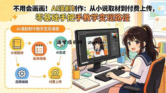 不用会画画!AI漫剧制作:从小说取材到付费上传,零基础手把手教学变现路径-逐梦项目网