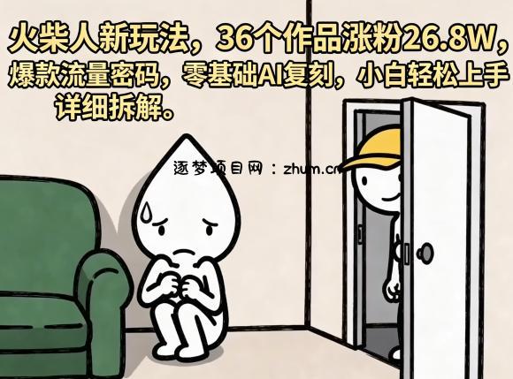 火柴人新玩法,36个作品涨粉26.8W,爆款流量密码,零基础AI复刻,小白轻松上手,详细拆解-逐梦项目网