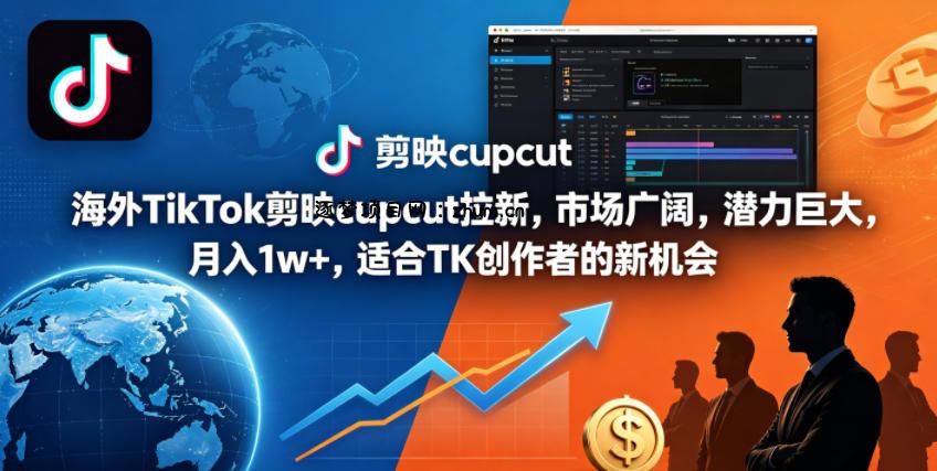 海外TikTok剪映cupcut拉新,市场广阔,潜力巨大,月入1w+,适合TK创作者的新机会-逐梦项目网