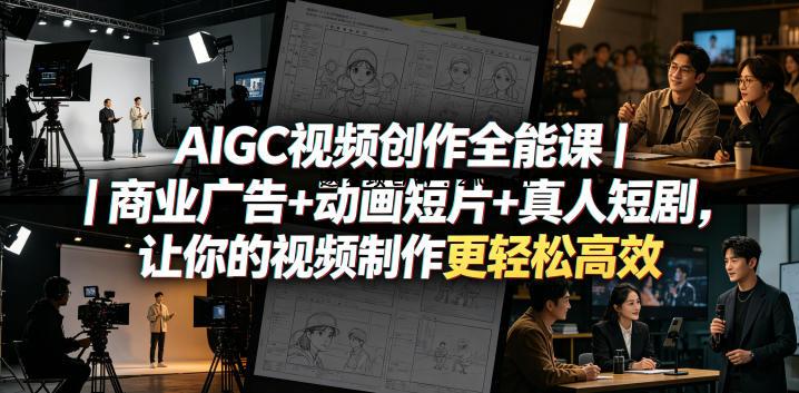 AIGC视频创作全能课|商业广告+动画短片+真人短剧,让你的视频制作更轻松高效-逐梦项目网