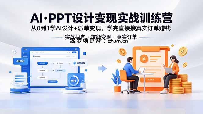AI·PPT设计变现实战训练营，从0到1学AI设计+派单变现，学完直接接真实订单赚钱-逐梦项目网