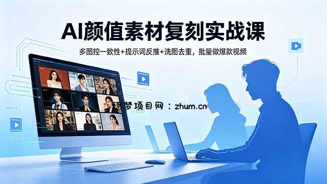AI颜值素材复刻实战课,多图控一致性+提示词反推+洗图去重,批量做爆款视频-逐梦项目网