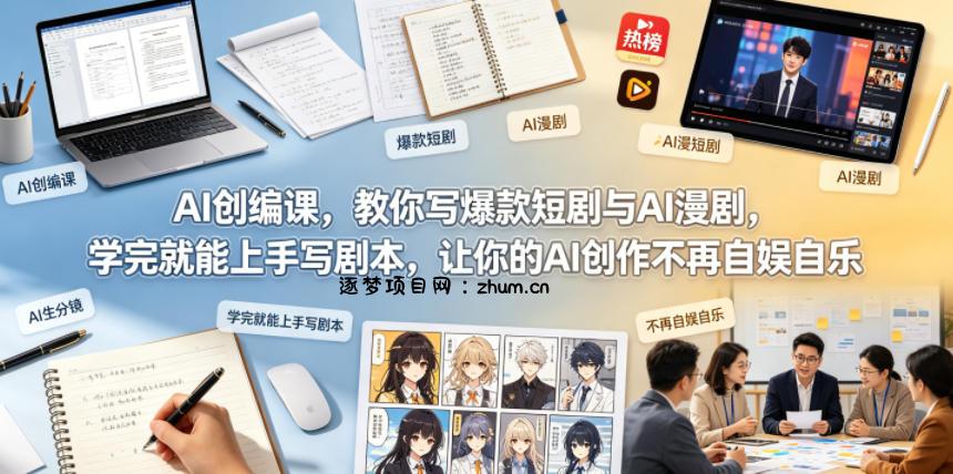 AI创编课,教你写爆款短剧与AI漫剧,学完就能上手写剧本,让你的AI创作不再自娱自乐