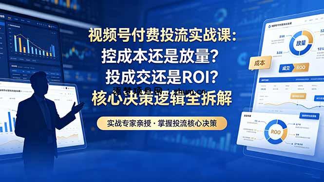 视频号付费投流实战课-5月:控成本还是放量?投成交还是ROI?核心决策逻辑全拆解-逐梦项目网