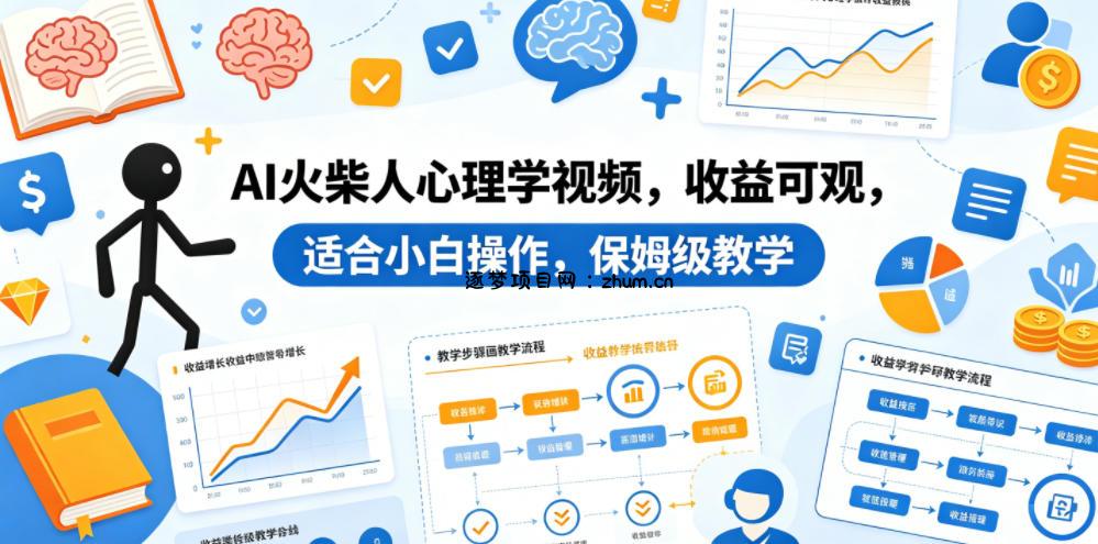 AI火柴人心理学视频,收益可观,适合小白操作,保姆级教学-逐梦项目网