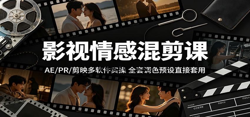 影视情感混剪课:AE/PR/剪映多软件实操,全套调色预设直接套用-逐梦项目网