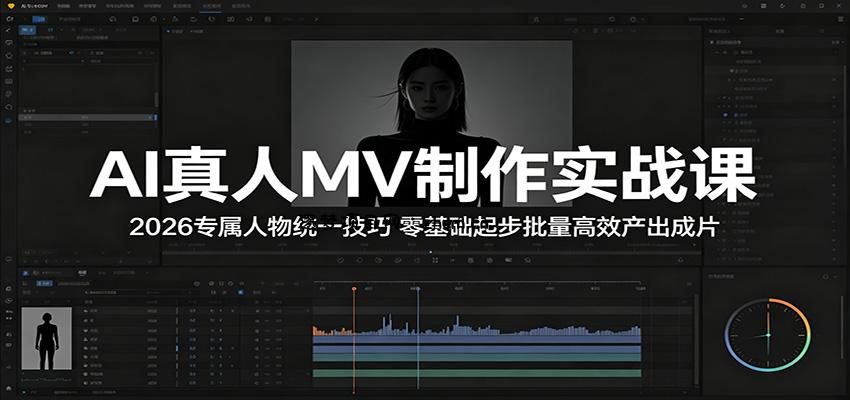 AI真人MV制作实战课：2026专属人物统一技巧，零基础起步批量高效产出成片-逐梦项目网