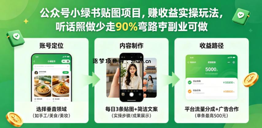 公众号小绿书贴图项目,赚收益实操玩法,听话照听话照少走90%弯路丨副业可做