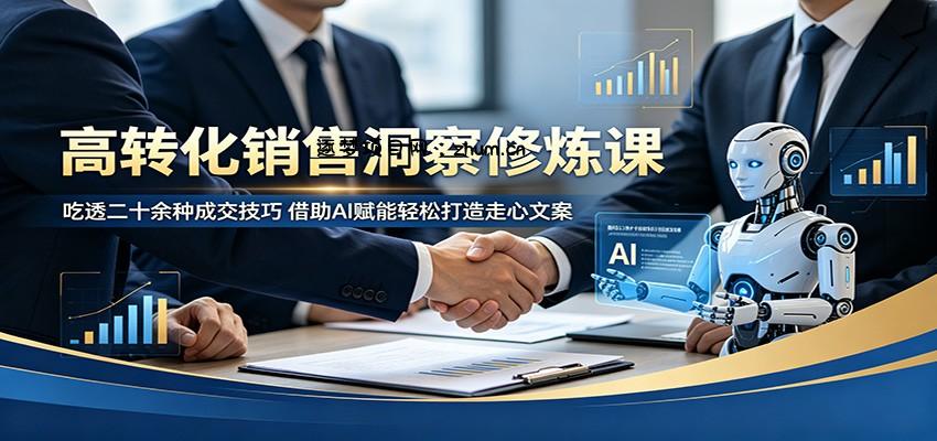 高转化销售洞察修炼课：吃透二十余种成交技巧，借助AI赋能轻松打造走心文案-逐梦项目网
