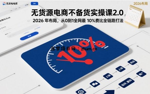 无货源电商不备货实操课2.0，2026年布局，从0到1全网最低10%费比全链路打法【更新26年5月19日】-逐梦项目网
