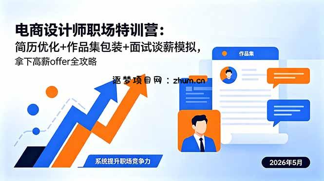 电商设计师职场特训营：简历优化+作品集包装+面试谈薪模拟，拿下高薪offer全攻略-逐梦项目网