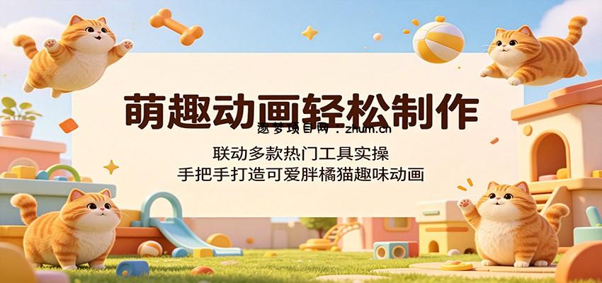 萌趣动画轻松制作，联动多款热门工具实操，手把手打造可爱胖橘猫趣味动画-逐梦项目网