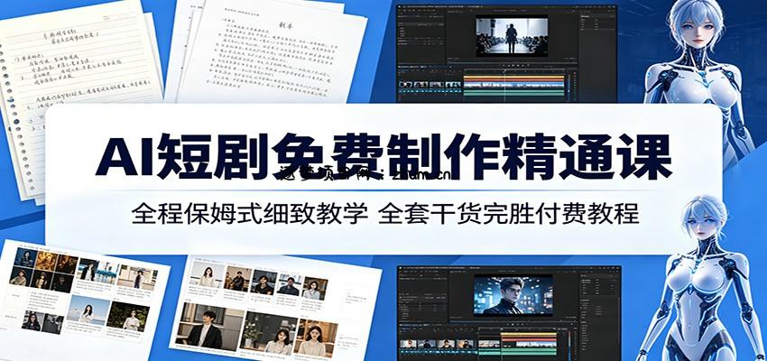 AI短剧免费制作精通课：全程保姆式细致教学，全套干货完胜付费教程-逐梦项目网