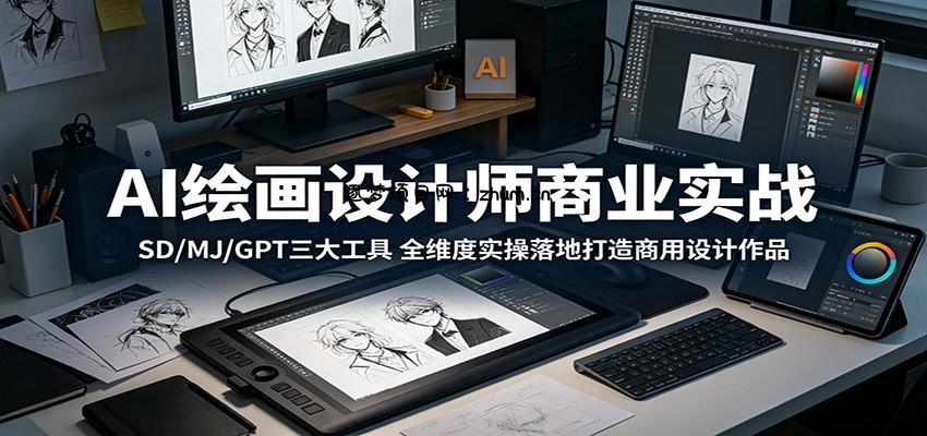 AI绘画设计师商业实战：SD/MJ/GPT三大工具，全维度实操落地打造商用设计作品-逐梦项目网