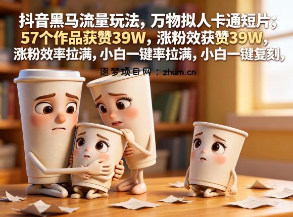 抖音黑马流量玩法,万物拟人卡通短片,57个作品获赞39W,涨粉效率拉满,小白一键复刻,保姆级拆解-逐梦项目网