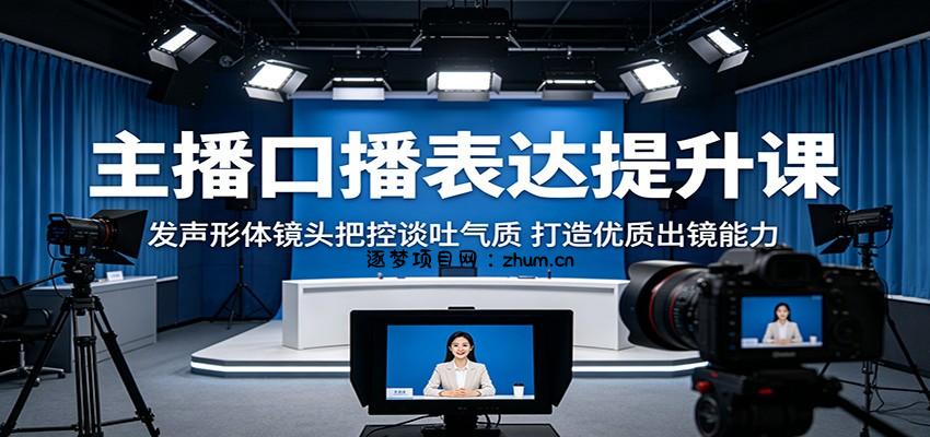 主播口播表达提升课：发声形体镜头把控谈吐气质，打造优质出镜能力-逐梦项目网