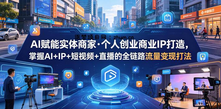 AI赋能实体商家·个人创业商业IP打造,掌握AI+IP+短视频+直播的全链路流量变现打法-逐梦项目网