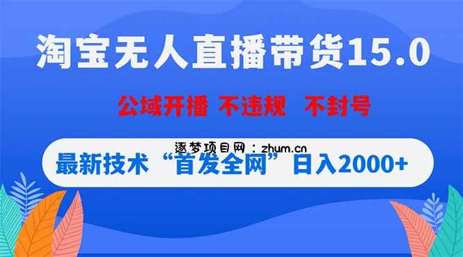 淘宝无人直播带货15.0,不封号,不违规,公域玩法,首发全网日入2000+-逐梦项目网