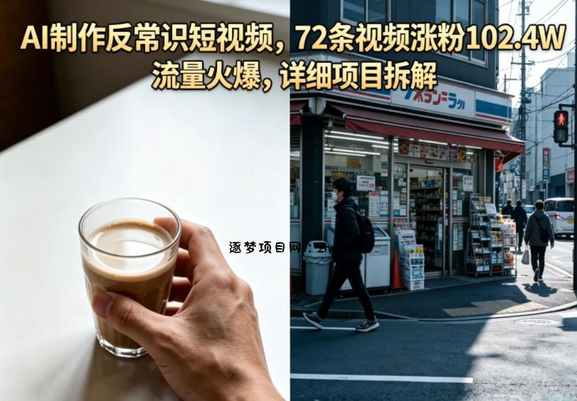 AI制作反常识短视频,72条视频涨粉102.4W,流量火爆,详细项目拆解-逐梦项目网