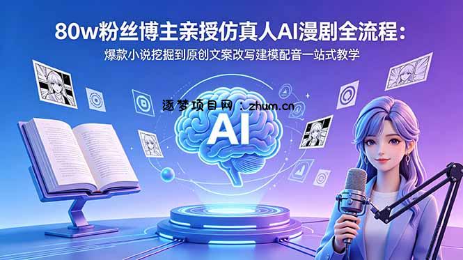 80w粉丝博主亲授仿真人AI漫剧全流程:爆款小说挖掘到原创文案改写建模配音一站式教学-逐梦项目网