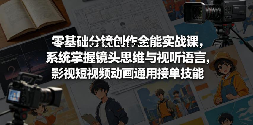 零基础分镜创作全能实战课,系统掌握镜头思维与视听语言,影视短视频动画通用接单技能