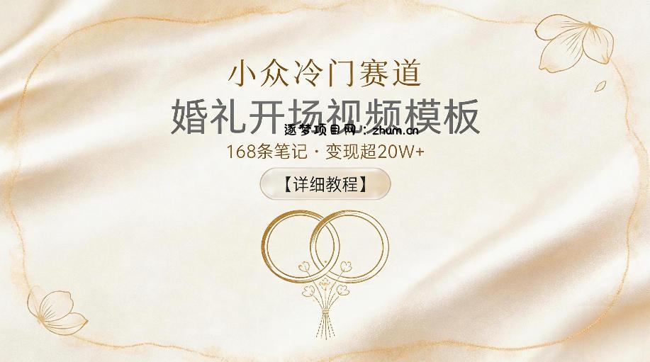小众冷门赛道，婚礼开场视频模板，168条笔记，变现超20W+【详细教程】-逐梦项目网