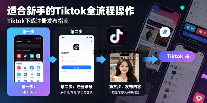 Tiktok下载注册发布，适合新手的Tiktok全流程操作-逐梦项目网